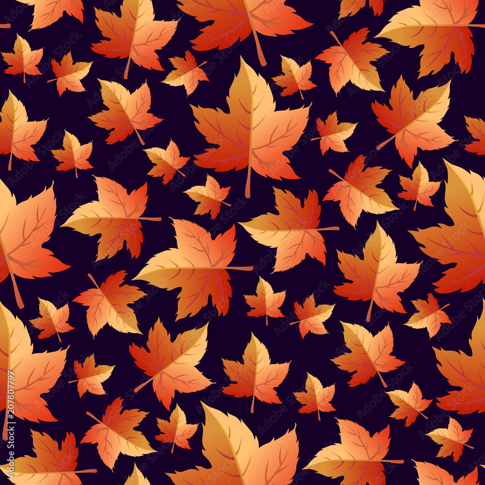Autumn seamless background with leaves. Change of seasons of the year. Trees lose their foliage. Autumn seamless background with leaves. Change of seasons of the year. Trees lose their foliage.