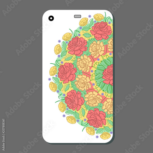 phone case design. Fashionable floral ornaments for mobile phone cover, floral mandala. mobile phone case.Vintage decorative elements.