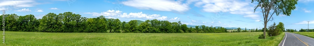 Panoramic view of a land in summer in Adirondacks NY 