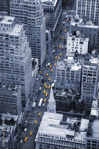 Yellow Manhattan taxis