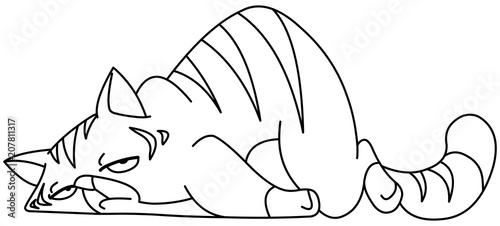 Outlined tired cat