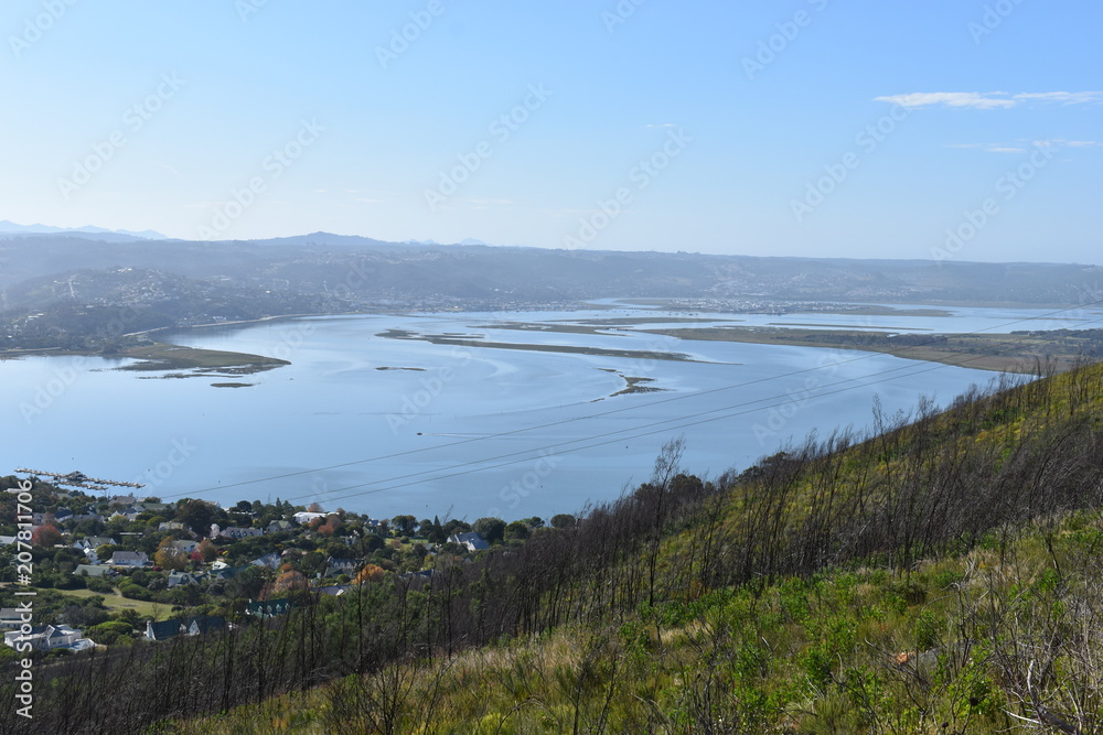 View over Knysna with the famous big blue lagoon in South Africa