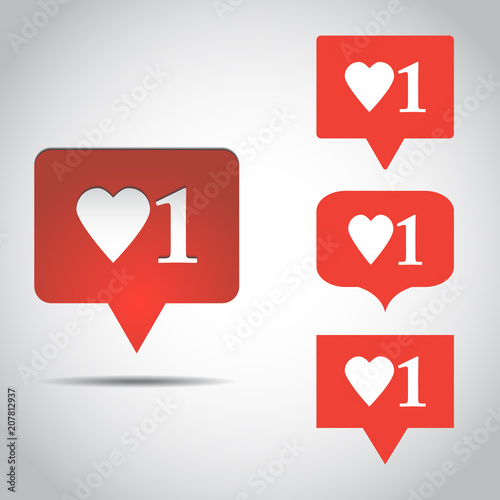 Vector illustration. New Counter Notification Icon. Follower. New Icon like 1 symbol, button. Social media likeui, app, iphone