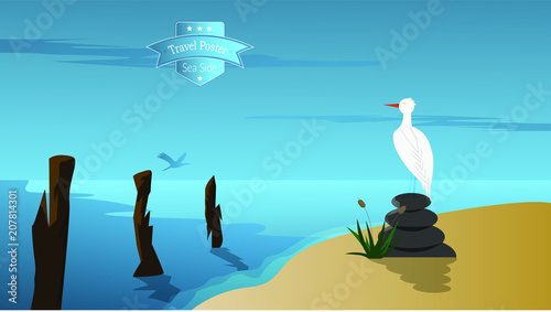 Illustration einer Seelandschaft als Poster