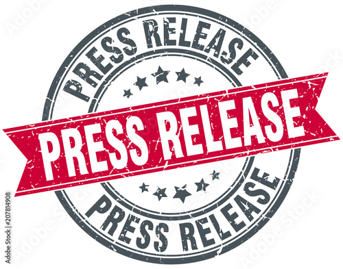 press release round grunge ribbon stamp