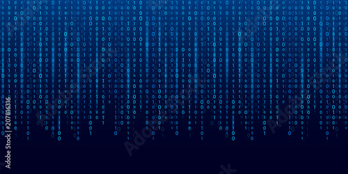 Creative vector illustration of stream of binary code. Computer matrix background art design. Digits on screen. Abstract concept graphic data, technology, decryption, algorithm, encryption element