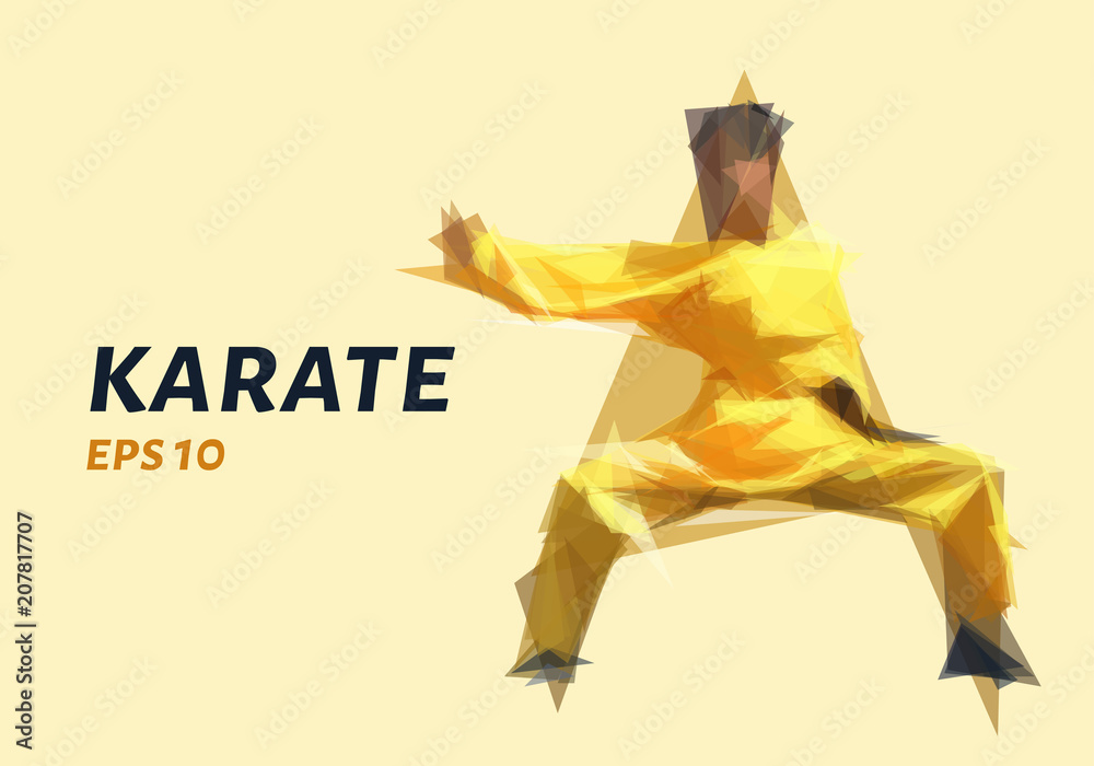 Karate of triangles. Karate low poly. Vector illustration. Stock Vector