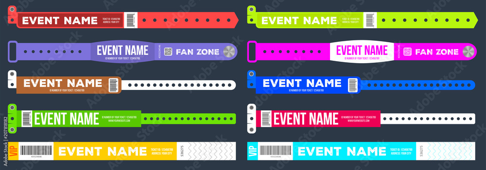 Εκτύπωση καμβά Creative vector illustration of bracelets for entrance to the event isolated on background