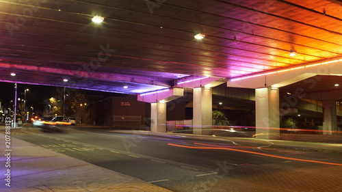 Neon light under bridge (Magenta lights) (ID: 207818133)