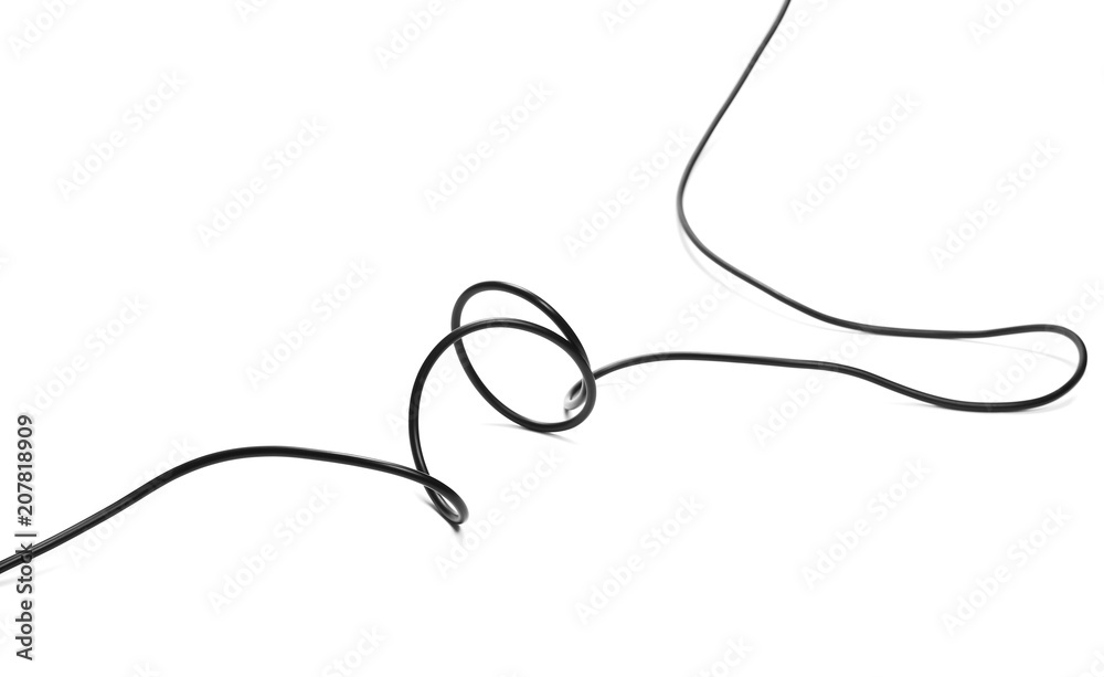 Obraz premium Black power cable socket isolated on white background