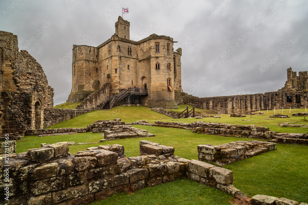 Warkworth Castle, An Old Ruined Medieval Keep