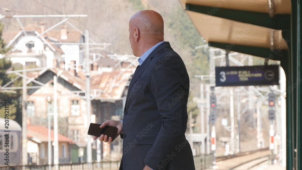 Businessman Waiting a Meeting in Train Station 