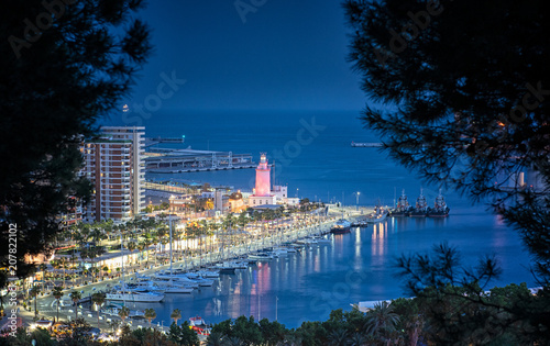 Port of Malaga in dusk