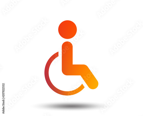 Disabled sign icon. Human on wheelchair symbol. Handicapped invalid sign. Blurred gradient design element. Vivid graphic flat icon. Vector