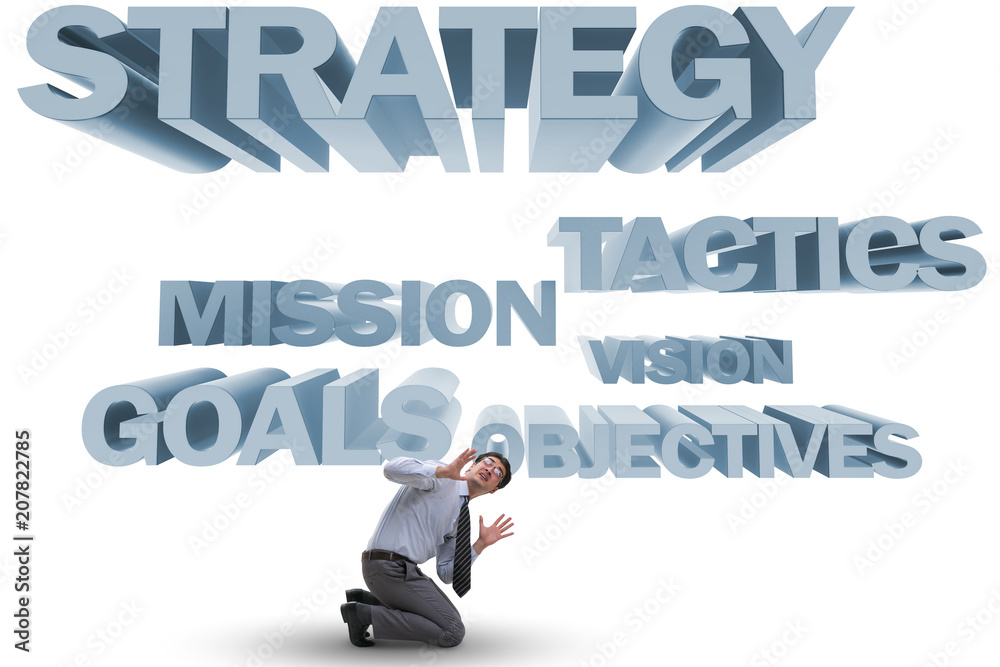Businessman confused with strategic objectives