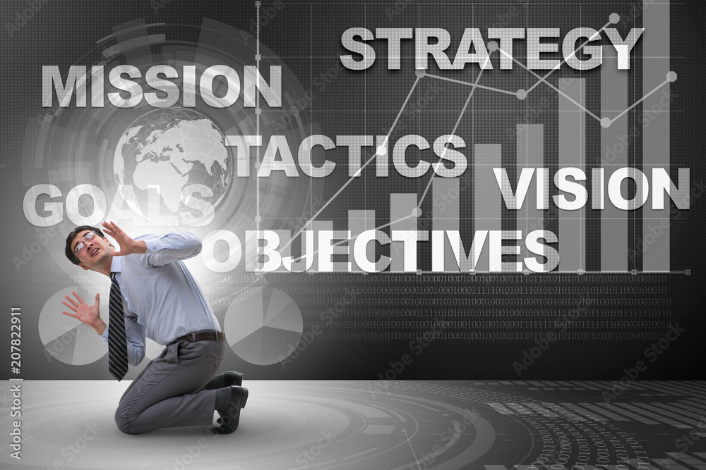 Businessman confused with strategic objectives