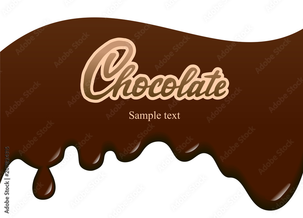 Chocolate hand drawn lettering design for advertising, poster, packaging, menu, cafe. Dripping dark chocolate isolated on white background. Chocolate hand drawn lettering design for advertising, poster, packaging, menu, cafe. Dripping dark chocolate isolated on white background.