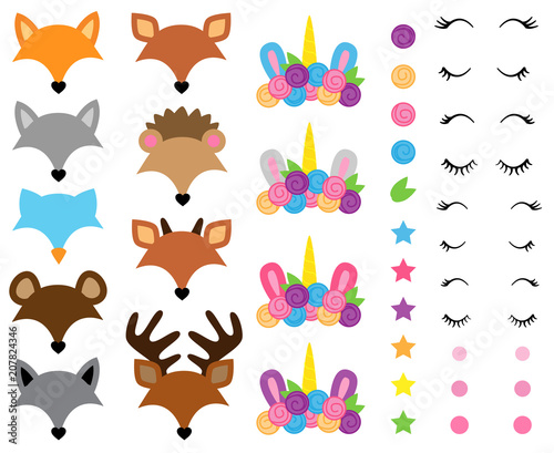 Mix and Match Animal Faces - Create Whimsical Animal Faces by Mix and Matching Heads, Eyes and Accessories