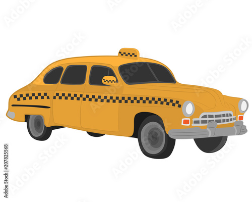 yellow taxi car vector drawing illustration