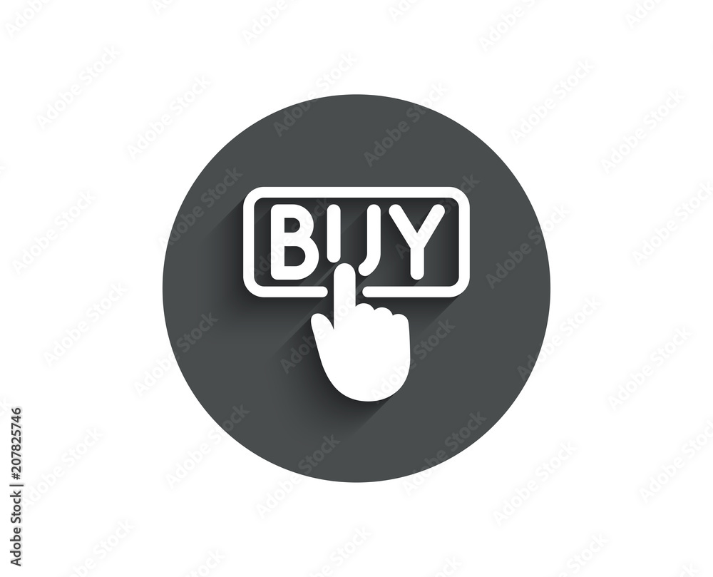 Click to Buy simple icon. Online Shopping sign. E-commerce processing symbol. Circle flat button with shadow. Vector Click to Buy simple icon. Online Shopping sign. E-commerce processing symbol. Circle flat button with shadow. Vector