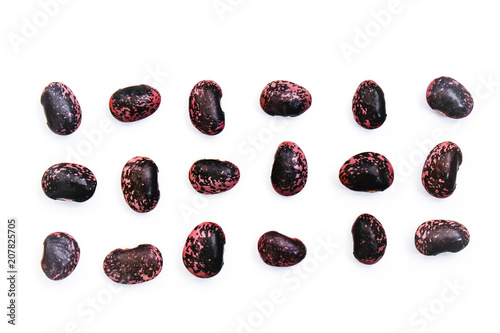 Schilderij op canvas Scarlet runner beans,  phaseolus coccineus isolated on white background