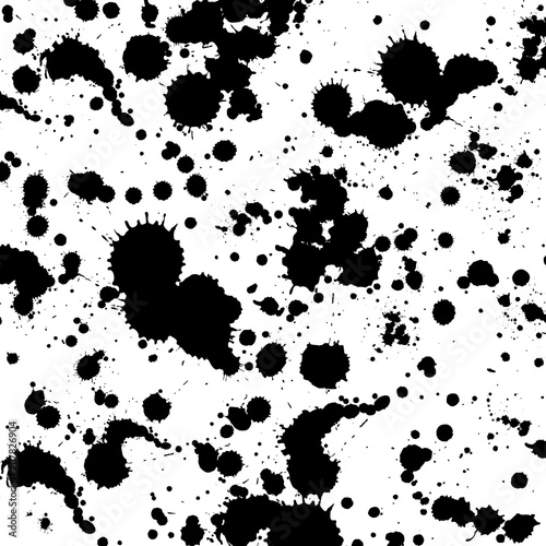 Vector Illustration. Watercolor splash pattern in black color. Brushstrokes and splatter for poster design, background and template
