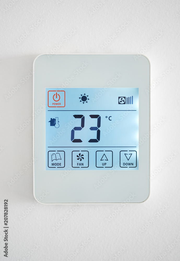 Climate control system on a white wall Climate control system on a white wall