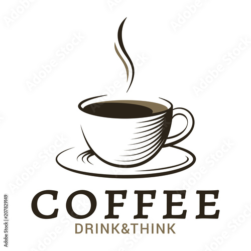 coffee cup vintage logo on white background