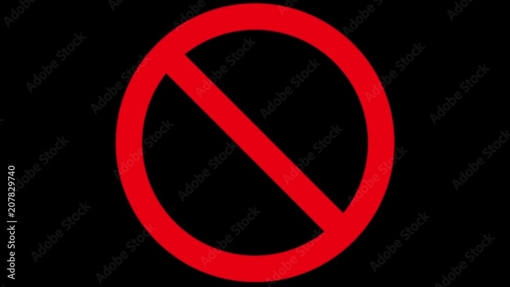 International prohibition sign, No symbol. CG animation on black background with alpha matte, seamless loop. International prohibition sign, No symbol. CG animation on black background with alpha matte, seamless loop.