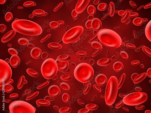 Red blood cells. Medical hematology vector background with 3d macro erythrocytes