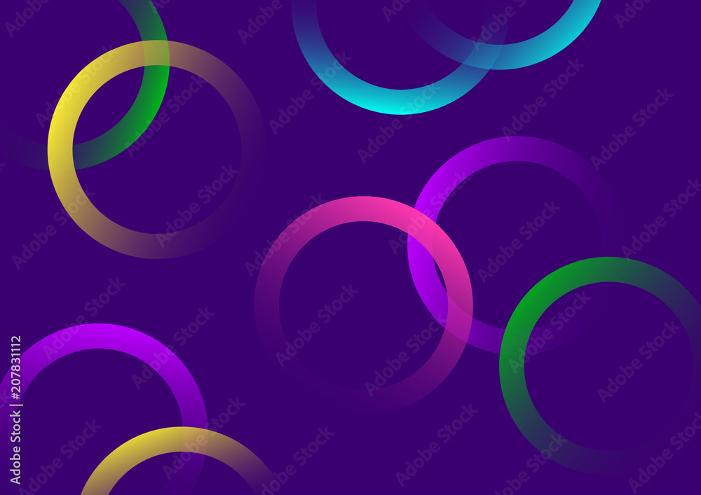 Geometric pattern. Bright colorful circles with gradient on purple background. Vector illustration Geometric pattern. Bright colorful circles with gradient on purple background. Vector illustration