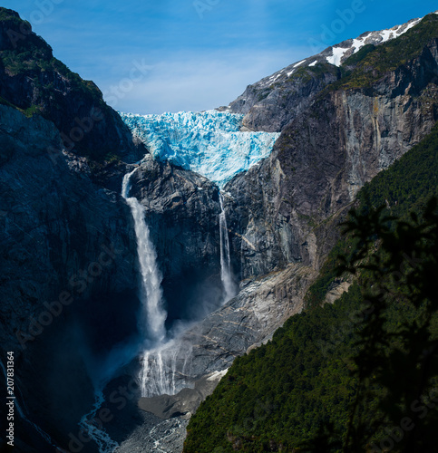 Hanging Glacier in the Quelat National Park  Patagonia  Chile