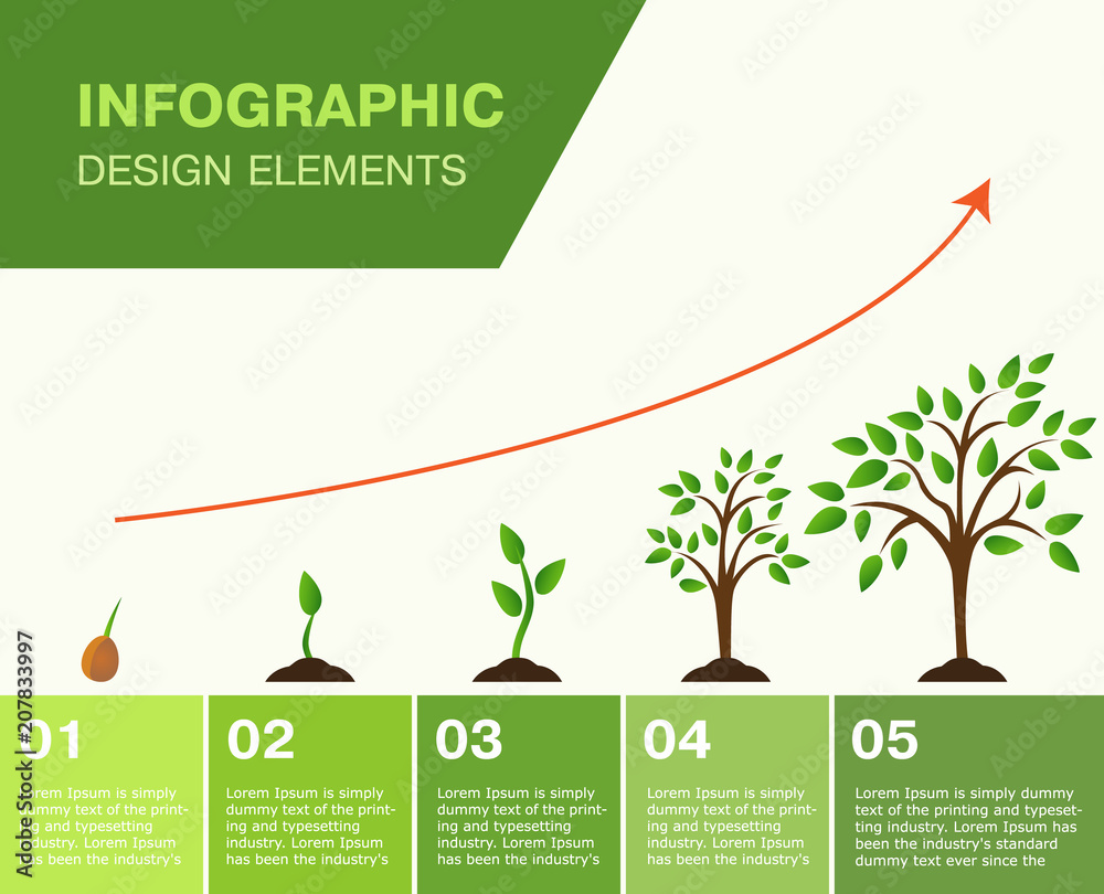 Fototapeta premium Infographic-growing tree, the growth of Finance. vector illustrator