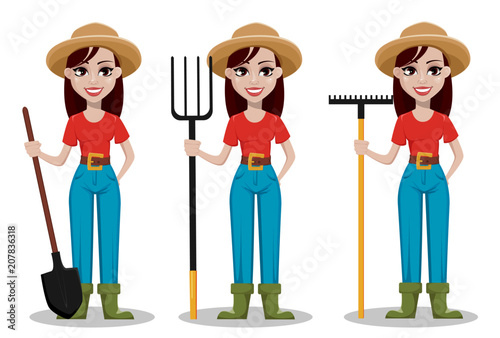 Female farmer cartoon character