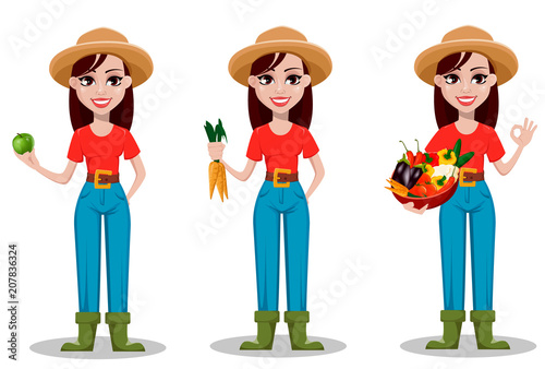 Female farmer cartoon character