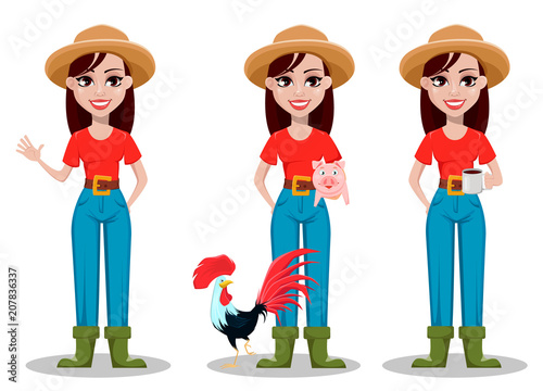 Female farmer cartoon character