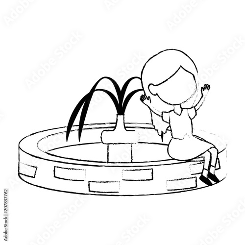 girl sitting in park sink vector illustration design