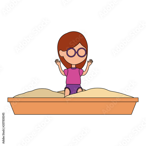 girl playing in sand game park icon vector illustration design
