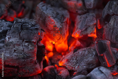 ,barbecue charcoal, burning charcoal in the background