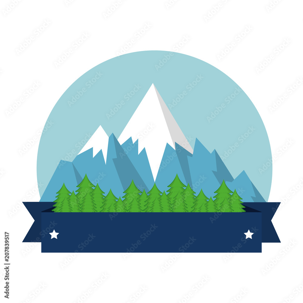 snow mountains canadian seal vector illustration design