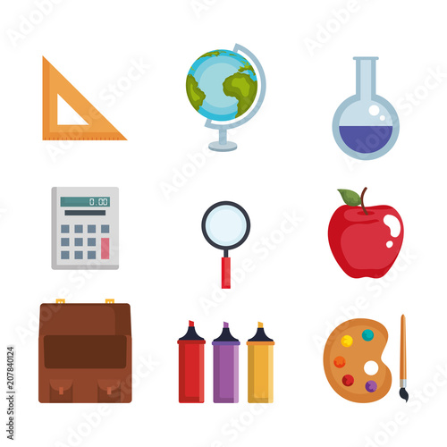 back to school set icons vector illustration design