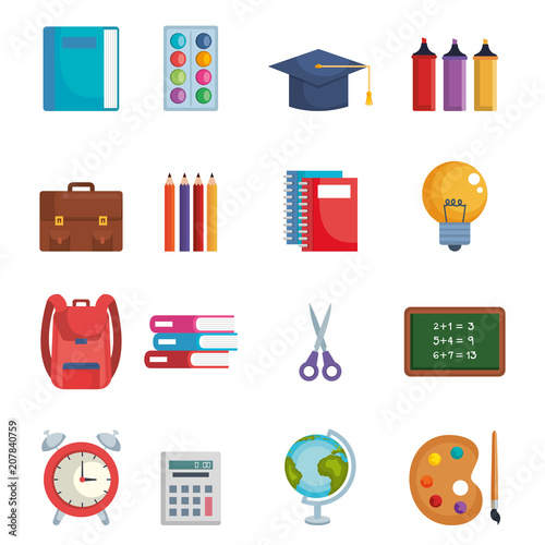 back to school set icons vector illustration design