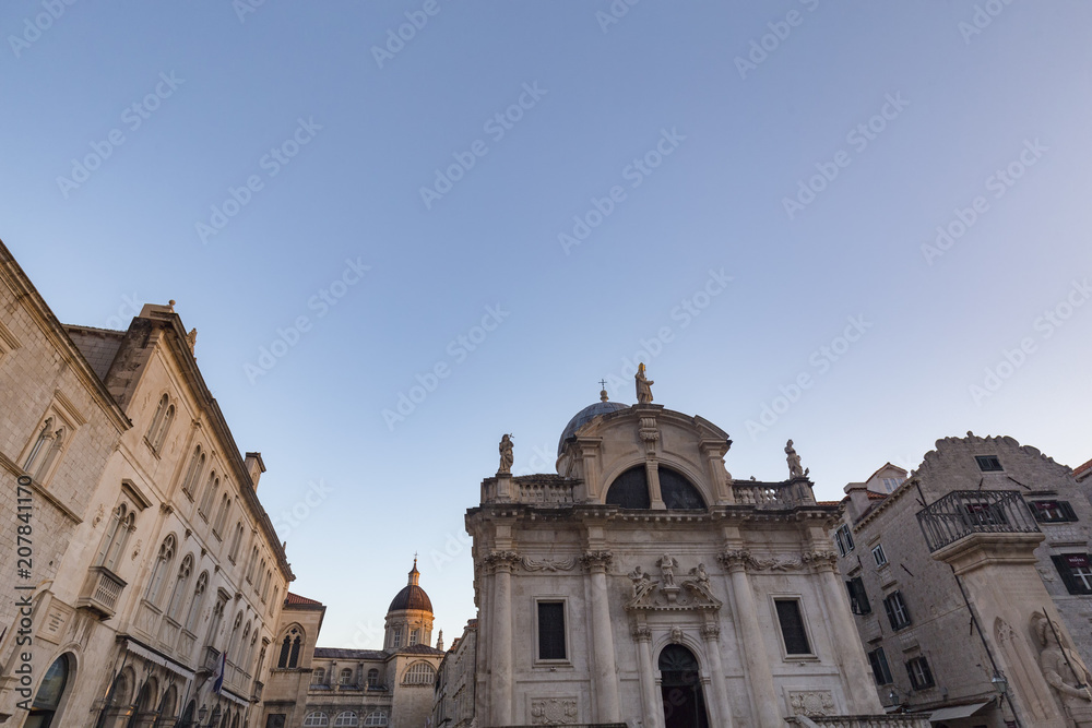 Evening view of the Church of Saint Blaise in Dubrovnik, Croatia.