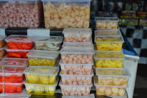 Assorted fruits pickle sell in market
