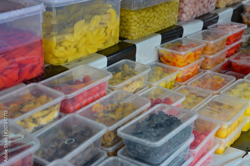 Assorted fruits pickle sell in market