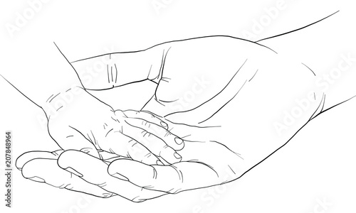 hand holding hand together vector