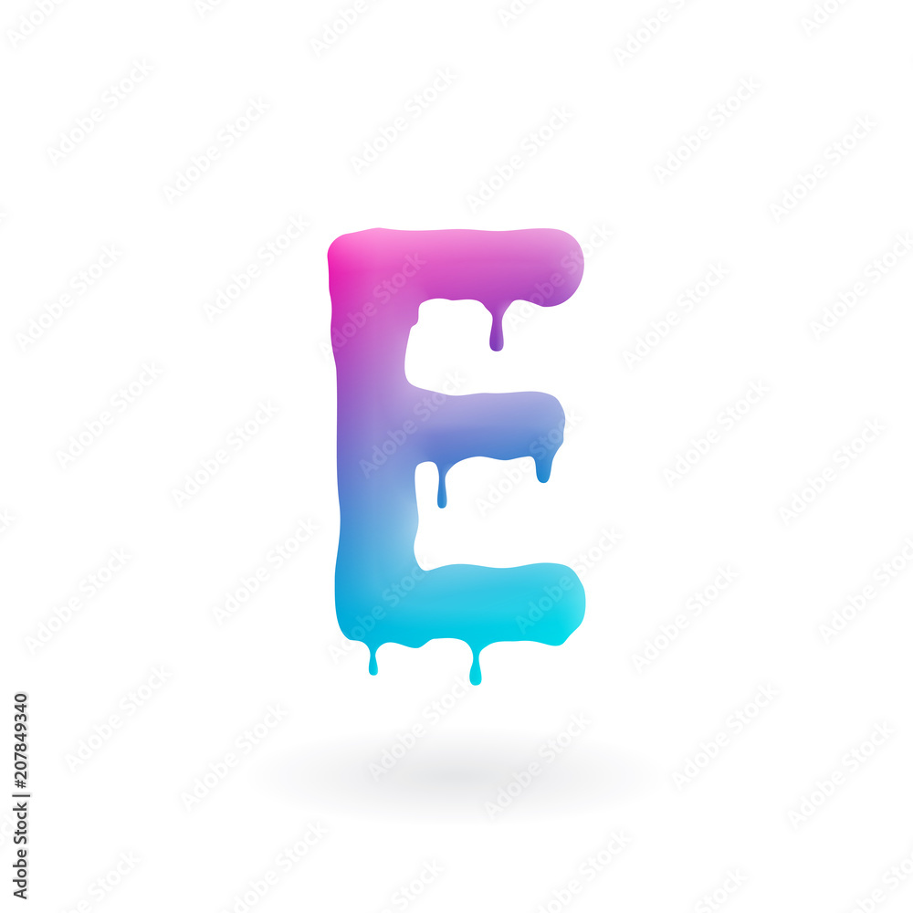 Letter E logo. Colored paint character with drips. Dripping liquid symbol. Isolated art concept vector. Letter E logo. Colored paint character with drips. Dripping liquid symbol. Isolated art concept vector.