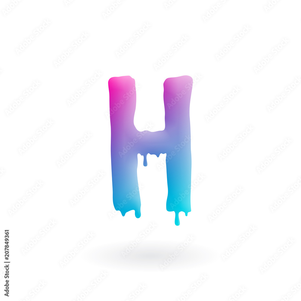 Letter H logo. Colored paint character with drips. Dripping liquid ...