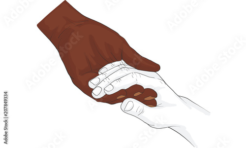 hand holding hand together vector