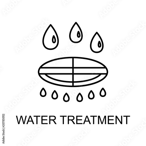 water treatment outline icon. Element of enviroment protection icon with name for mobile concept and web apps. Thin line water treatment icon can be used for web and mobile